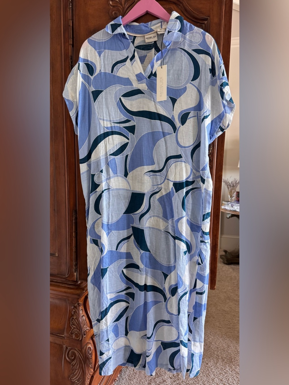 Rachel Zoe Blue and White Abstract Maxi Dress